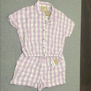 Purple and White Matching Jumpsuit Set